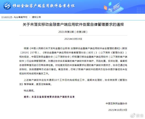 17款APP未落实备案要求被通报 限期10个工作日内完成整改(备案金融通报整改机构) 软件开发