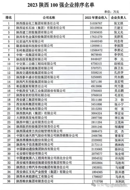 2022陕西企业100强、民营50强榜单：西安独占79家！(民营独占榜单董事长企业) 99链接平台