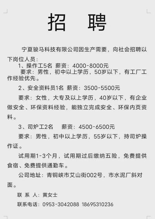 【招聘】银川市总工会“网上就业服务季”第八期招聘信息(薪资工作经验以上学历身体健康岗位) 软件开发