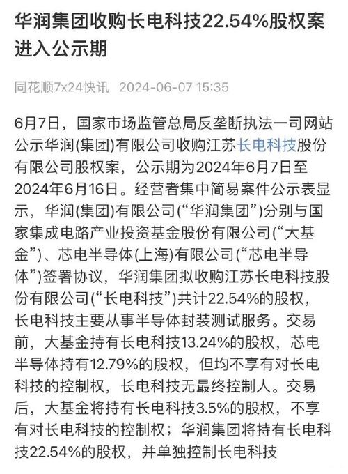 中国华润拟入主长电科技(华润磐石亿元股东半导体) 软件开发