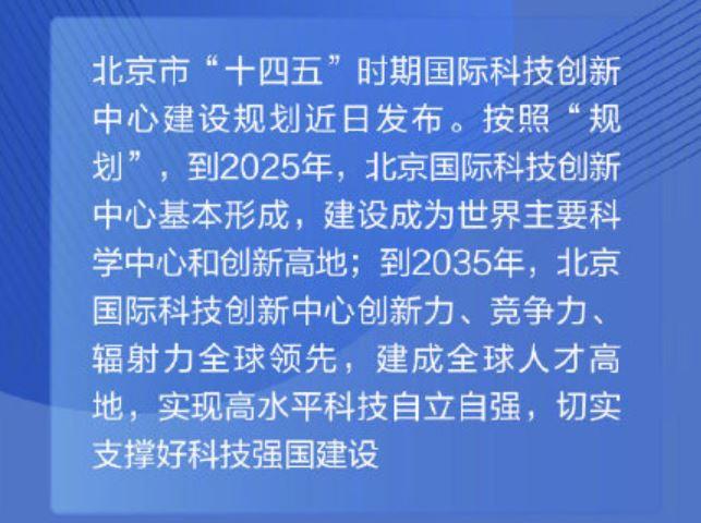 全文来了！北京市“十四五”时期国际科技创新中心建设规划(创新科技建设技术推动) 排名链接