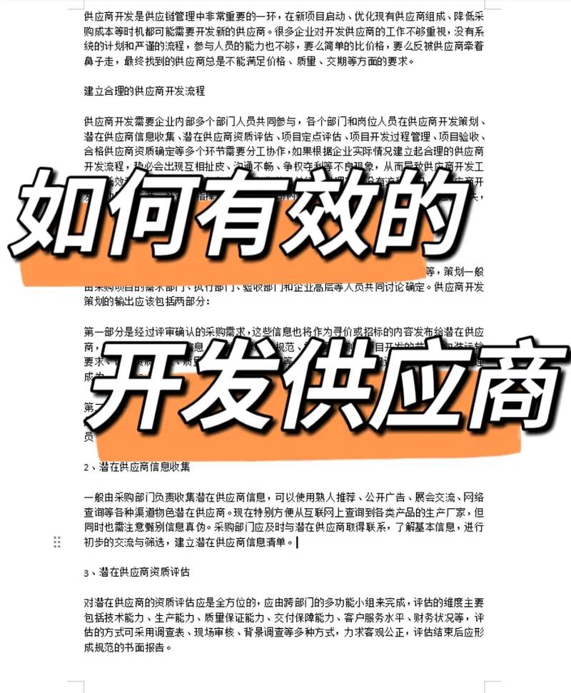 如何开发MRO供应商？(供应商能力开发服务评估) 软件开发