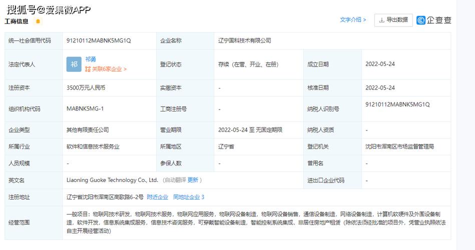 奥维通信成立辽宁国科技术有限公司(通信万元技术有限公司注册资本提供) 软件开发