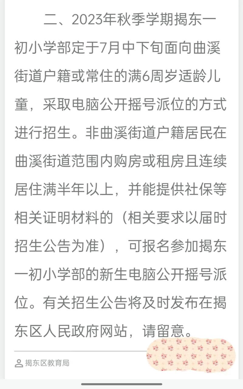 揭东区第一小学、揭东区第二小学新生电脑摇号派位招生公告(揭东社区小学适龄儿童父母) 软件开发