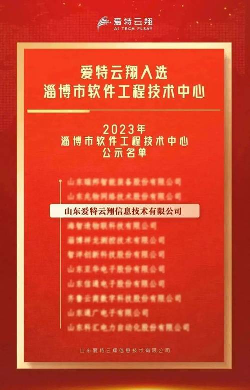 喜报！爱特云翔被认定为“2023年淄博市软件工程技术中心”(云翔工程技术软件喜报定为) 排名链接