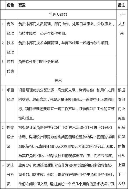 如何对软件项目团队成员进行角色和岗位的划分(项目开发项目负责人团队需求) 软件开发