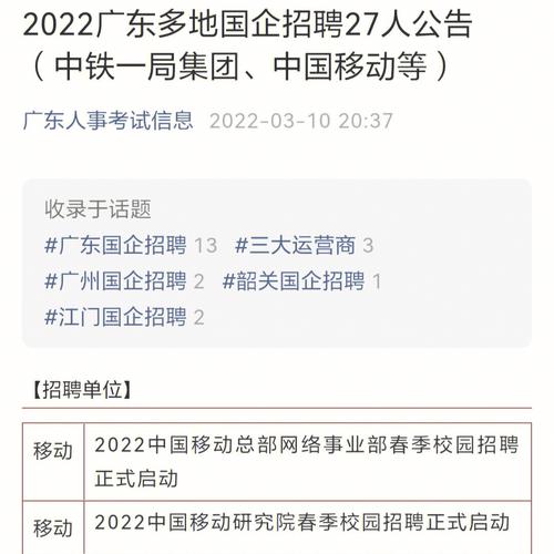 湛江国企招聘！2020广东移动湛江分公司招聘公告(负责联网工作学位职位) 软件开发