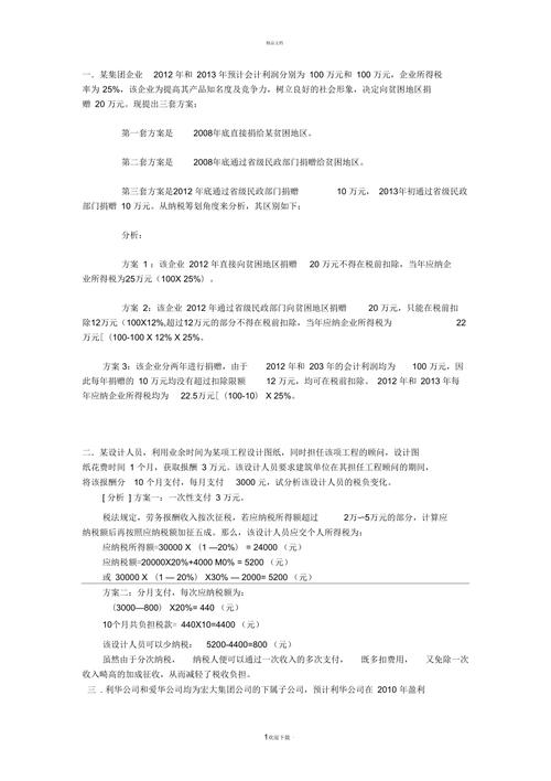 常见的税收筹划方案(企业税负产业软件行业) 软件优化