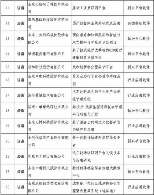 第三批山东省软件产业高质量发展重点项目名单公示(公示高质量政和软件产业重点项目) 排名链接