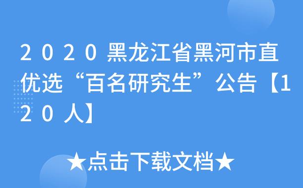 黑河市直2020年优选“百名研究生”公告(优选人员面试引进全日制) 99链接平台