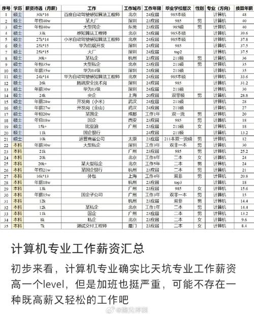 计算机专业(工作薪资硕士情况大学计算机) 软件开发