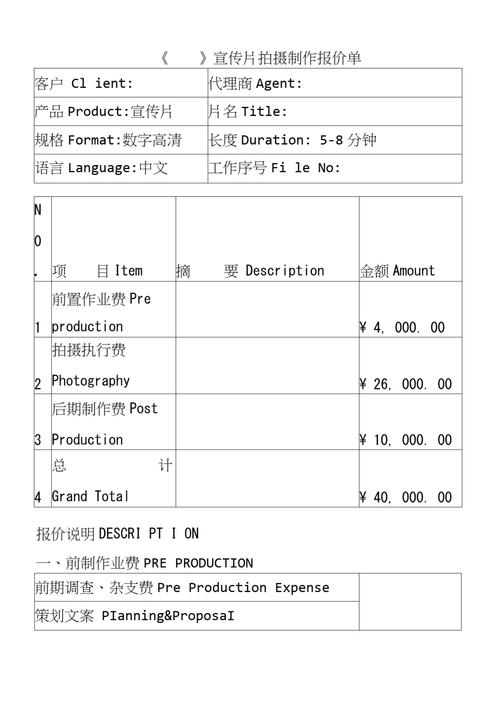 宣传片拍摄制作报价单(宣传片广告报价单制作诉求) 软件优化