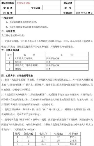 光伏电站程序控制实验报告(实验填写装置测试功能) 排名链接