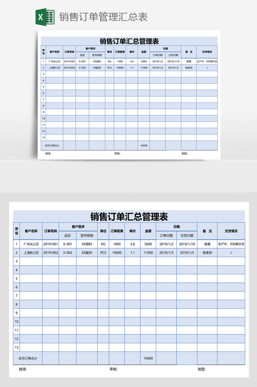 Excel表格模板演示(表格订单销售订单管理演示) 99链接平台