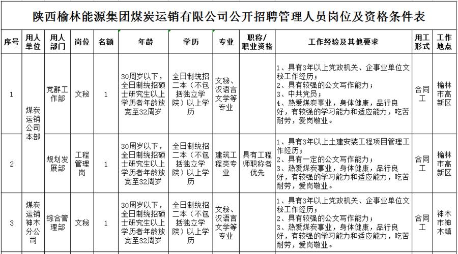 陕西榆林能源集团有限公司 2023年度高校毕业生招聘公告(榆林招聘集团有限公司报名能源) 软件开发